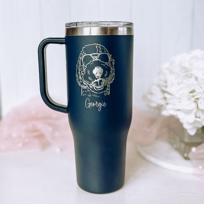 Personalized 40oz stainless steel tumbler with handle - Ombre Shimmer –  rootedwillowlaseranddesign