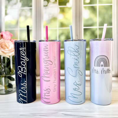 Personalized Tumbler With Straw, Engraved Personalized Skinny