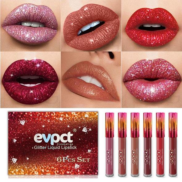 6 Colors Diamond Shimmer Metallic Lipgloss Focosonu