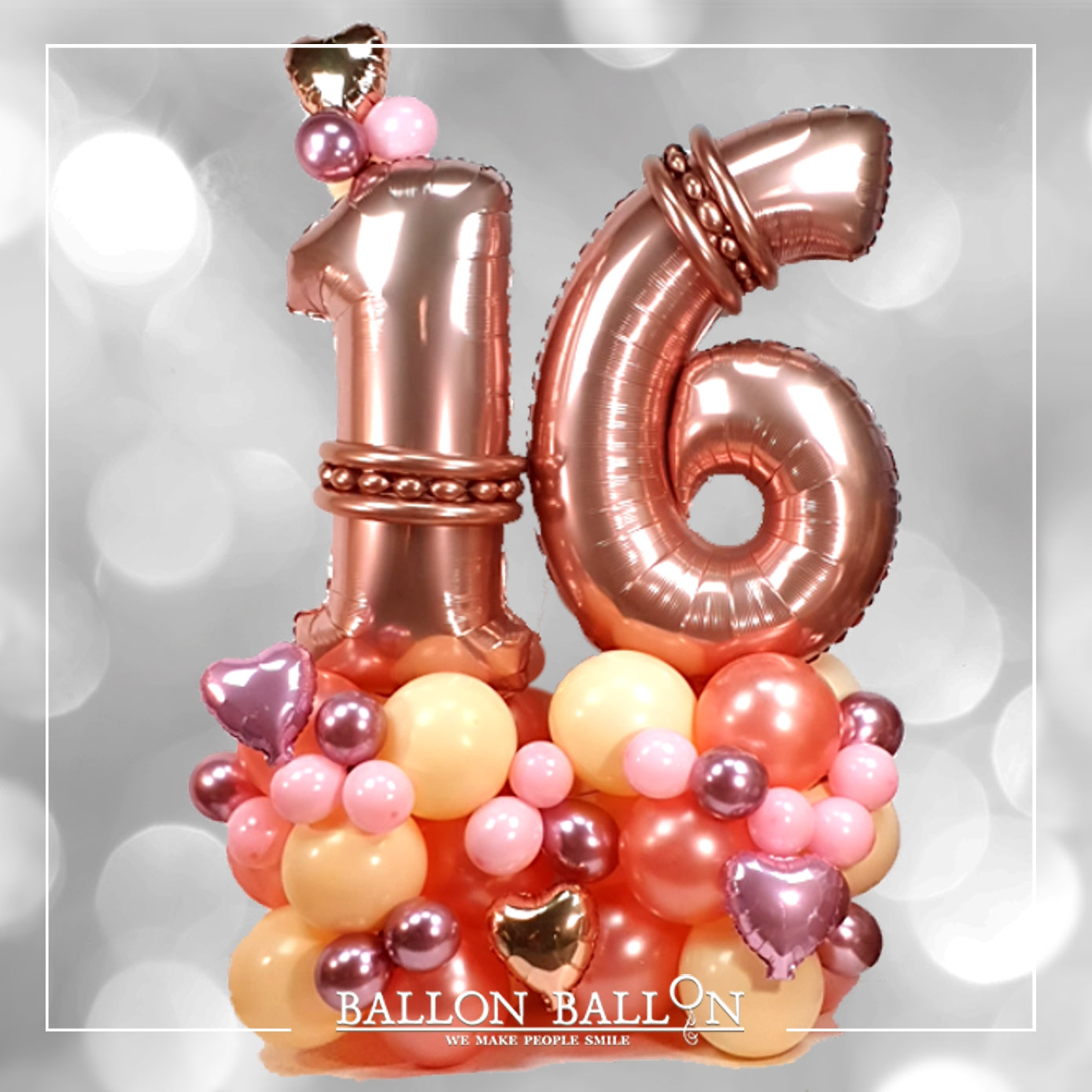 Bouquet de 2 Ballons Happy Birthday Fleury+Ballon Coeur rose à  Personnaliser By Livrer un Ballon