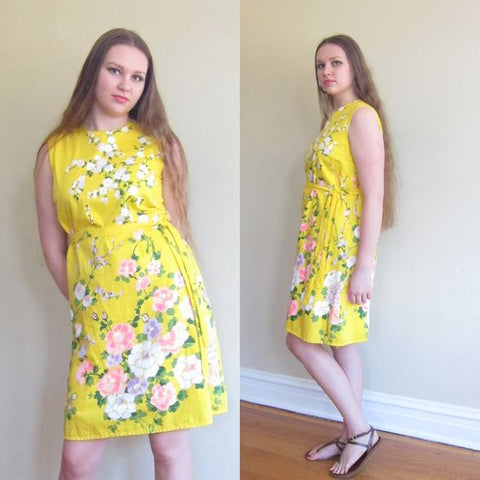 1960s bright floral dress style