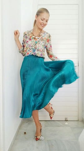 Floral Blouse With Long Skirt