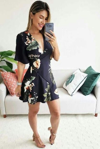 Floral Dress With Elegant Watch