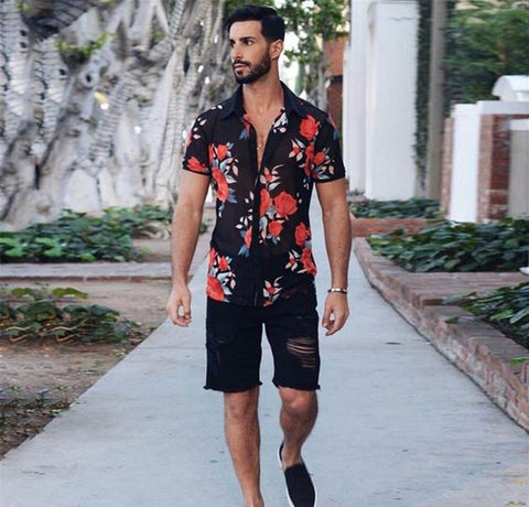 Floral printed shirt with shorts