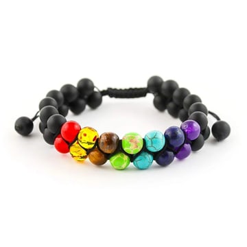 7 Chakra Beads Matte Onyx Bracelet