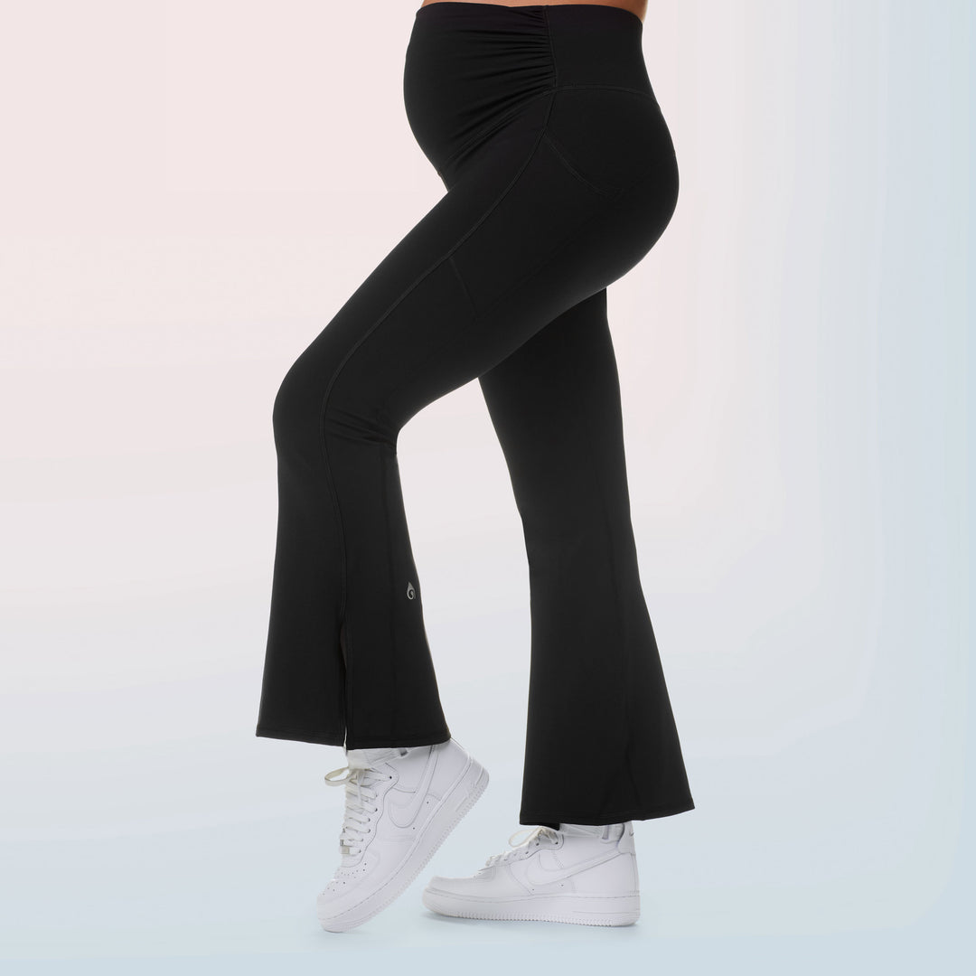 LMMYUN Maternity Workout Leggings Over The Belly Pregnancy Yoga Pants for  Pregnant Women Track Cuff Activewear Work Pant Black at  Women's  Clothing store