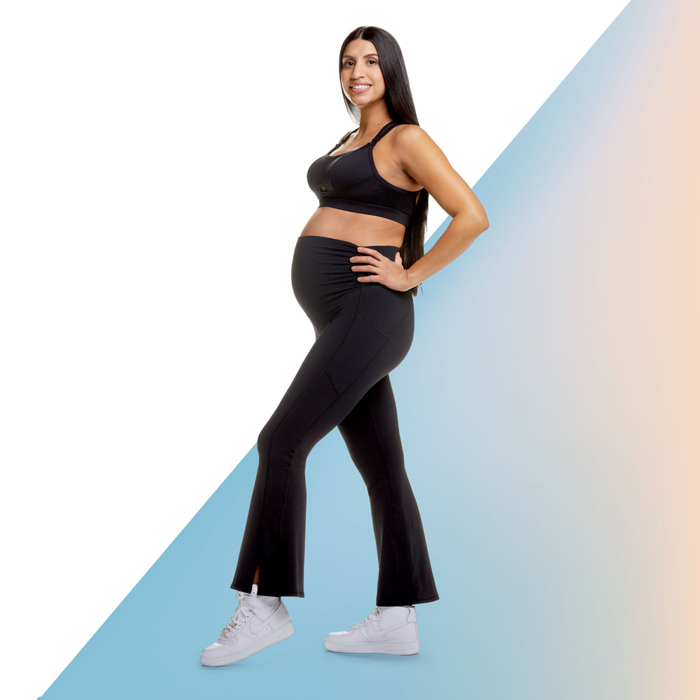 LMMYUN Maternity Workout Leggings Over The Belly Pregnancy Yoga Pants for  Pregnant Women Track Cuff Activewear Work Pant Black at  Women's  Clothing store
