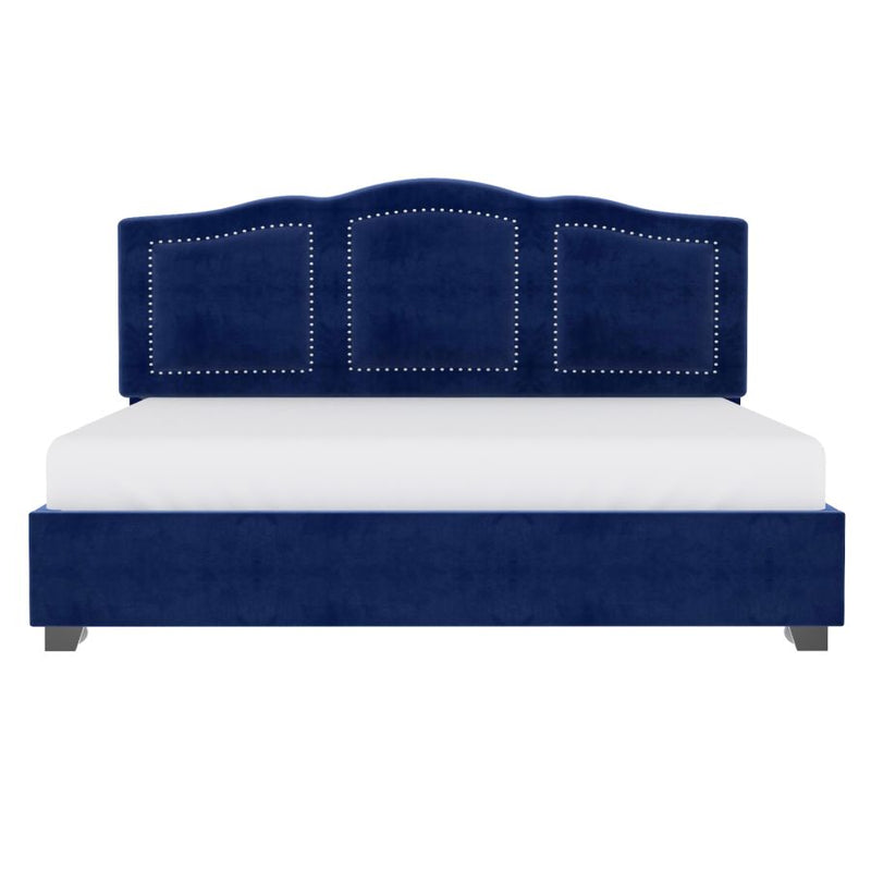 Très grand lit plateforme Diana de 78 po avec tiroirs de rangement en bleu