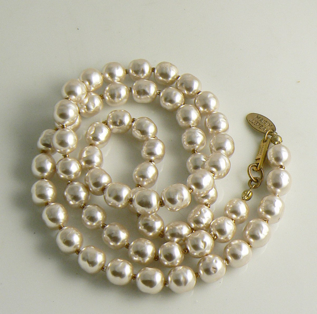 Vintage Miriam Haskell Signed Baroque Glass Pearl Necklace - Vintage ...