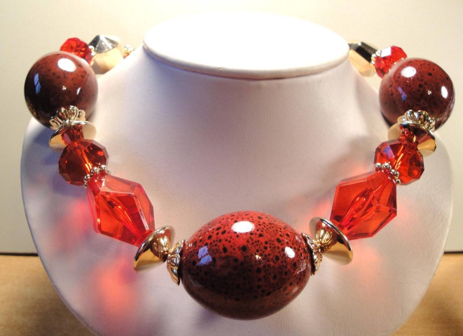 Vintage 70's Chunky Red Necklace