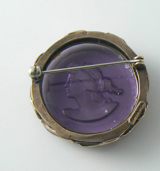 Extasia German Intaglio Amethyst Glass Cameo Brooch – Vintage Lane Jewelry