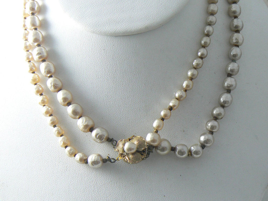 Vintage Miriam Haskell Double Strand Baroque Pearl Necklace - Vintage ...