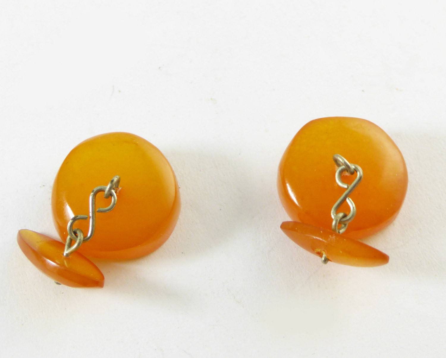 Vintage Baltic Amber Round Cufflinks - Vintage Lane Jewelry