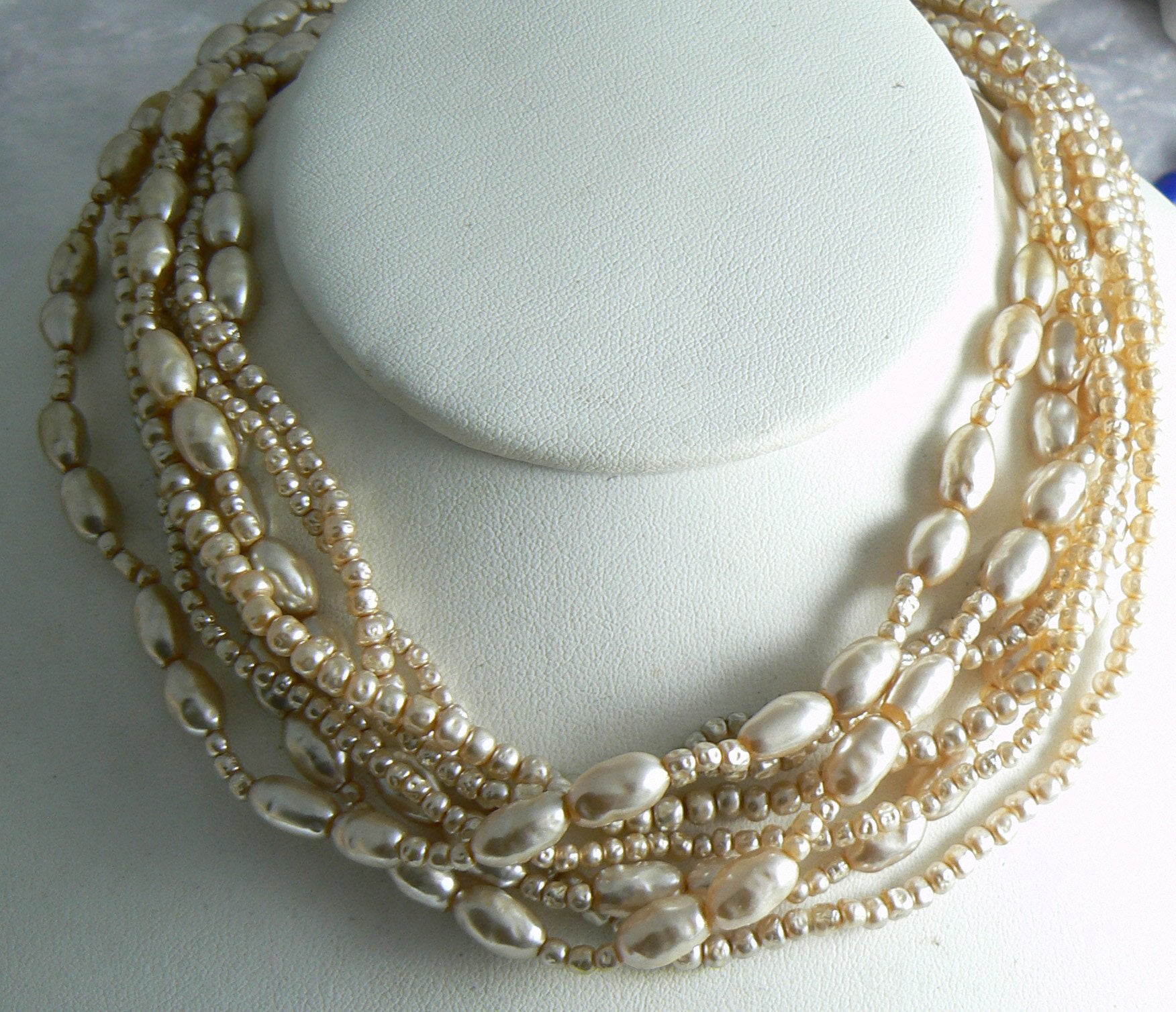Vintage Miriam Haskell Multi-strand Baroque Pearl Necklace