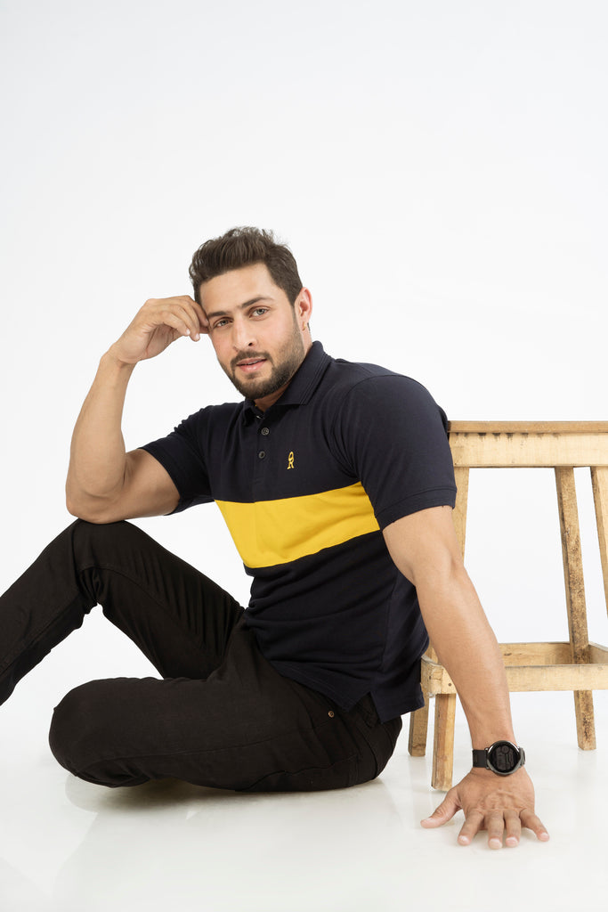 Yellow & Navy Luxury Touch POLO