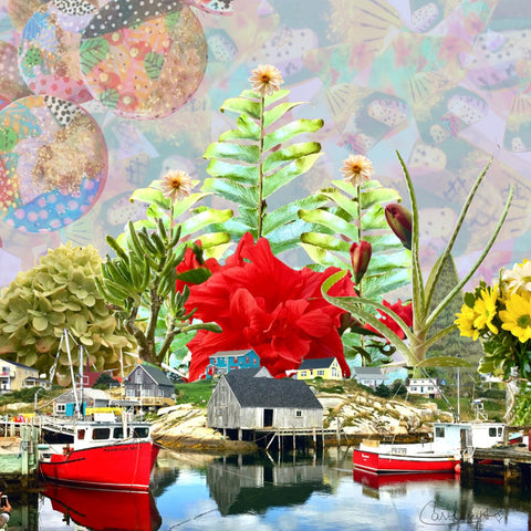 Tap into your heart, follow the image and trust what is emerging. A soul-warming take in the already breath-taking Peggy's Cove landscape... Multimedia Collage by Carolenys Tovar - LAZOOLEETA