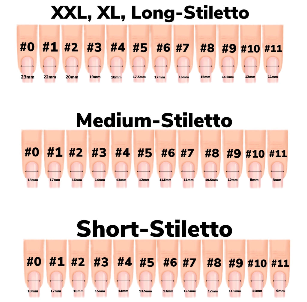 Press On Nails Sizing Charts For Available Lengths & Shapes –  Embellishedbeauties