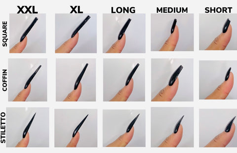Press On Nails Sizing Charts For Available Lengths & Shapes –  Embellishedbeauties