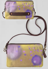 Clutch bag in purple, lavender and yellow ochre