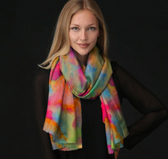 Roses on Teal Long Scarf - Modal