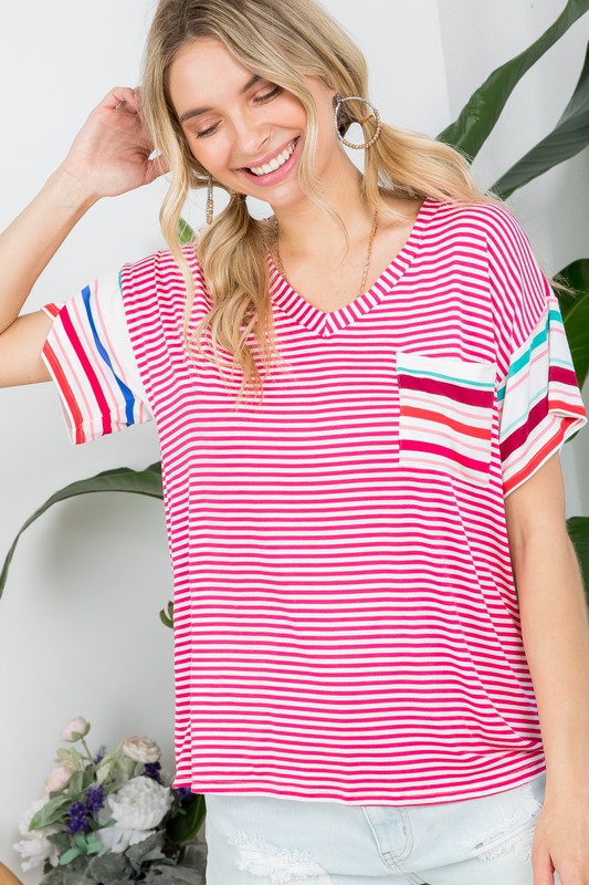 MULTI STRIPE BOXY TOP