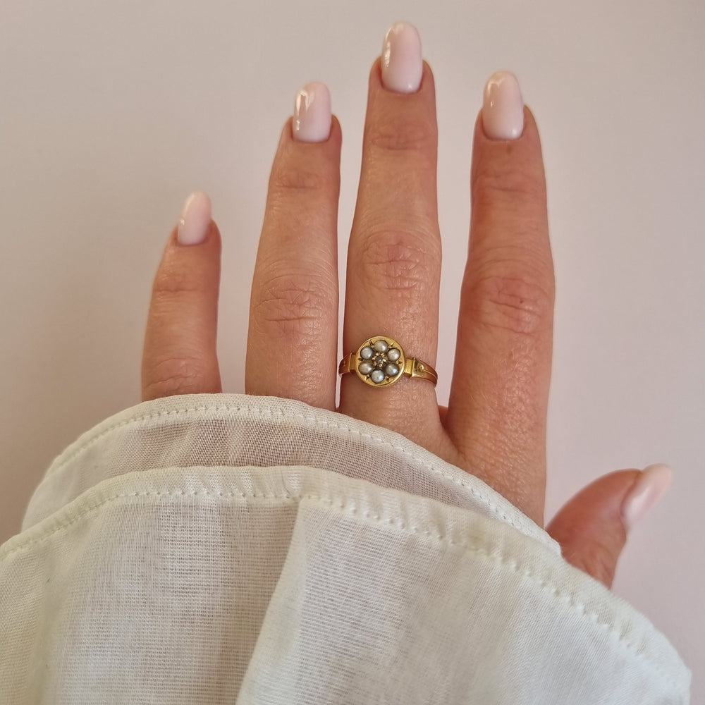 The Tigre: Rose Gold Australian Opal and Seed Pearl Ring