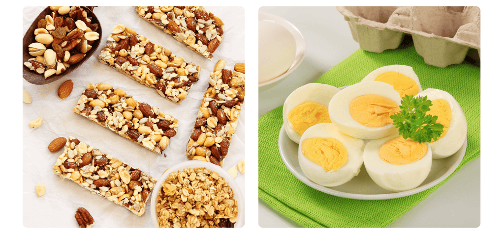 More snack ideas... homemade granola bars and hard boiled eggs.