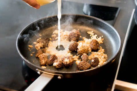 Fried egg with morels