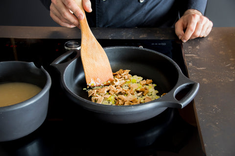 Boletus and asparagus risotto with black truffle