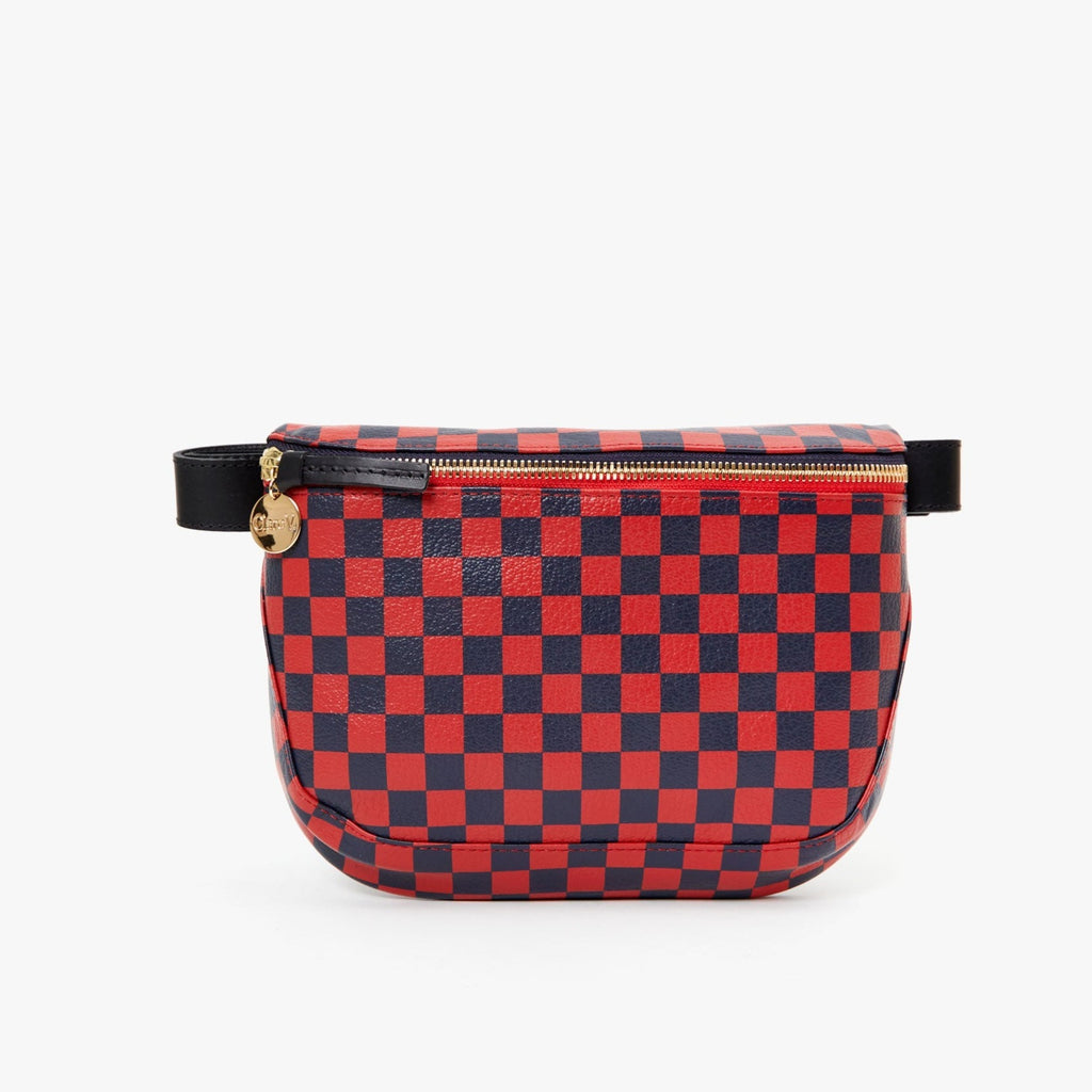 Clare V.  Grande Fanny, Safari Green and Coral Woven Checker – LAPIS