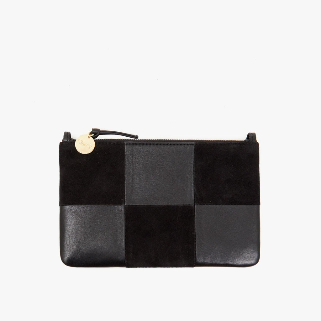 Clare V. Belle Bag - Black Suede/Nappa Patchwork