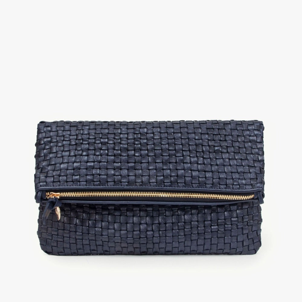 Camel Nubuck Stripe Clutch