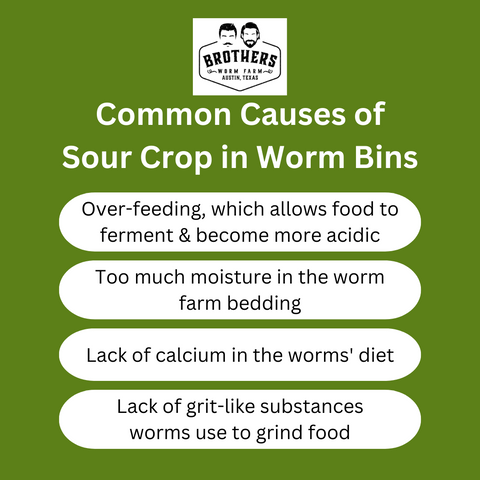 worm protein poisoning, cause of sour crop worm bin, worm farm problems