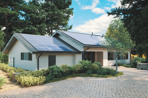 house with solar panels, going green, tips for going green at home