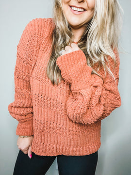 FINDING THE JOY ORANGE PUFF SLEEVE SWEATER