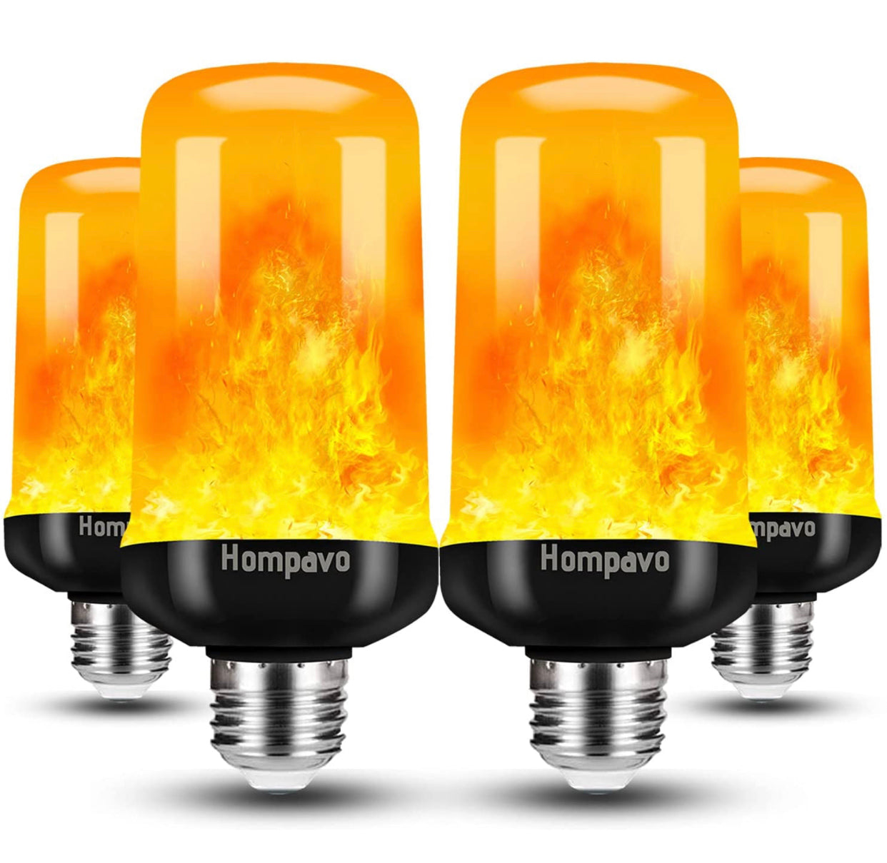 Lighteme LED Flame Light Bulb, 4 Modes Flickering Light Bulbs with Upside Down Effect (4-Pack)