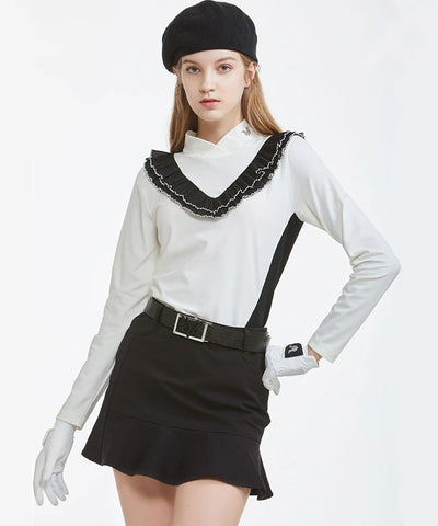 Crinkle Layered Frill High Neck - Off White