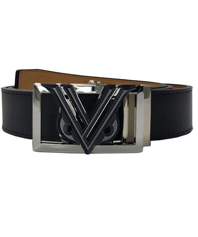 VOVO square glossy buckle leather belt