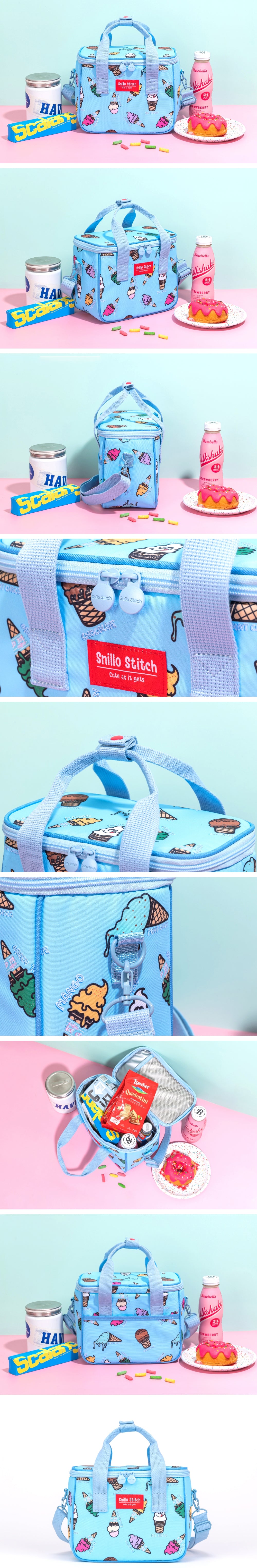 SNILLO STITCH Lunch Bag Shoulder Strap Ice Cream - Sky Blue