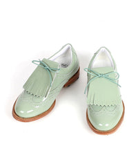 Giclee Unisex Classy Patent Premium Leather Golf Shoes - Mint
