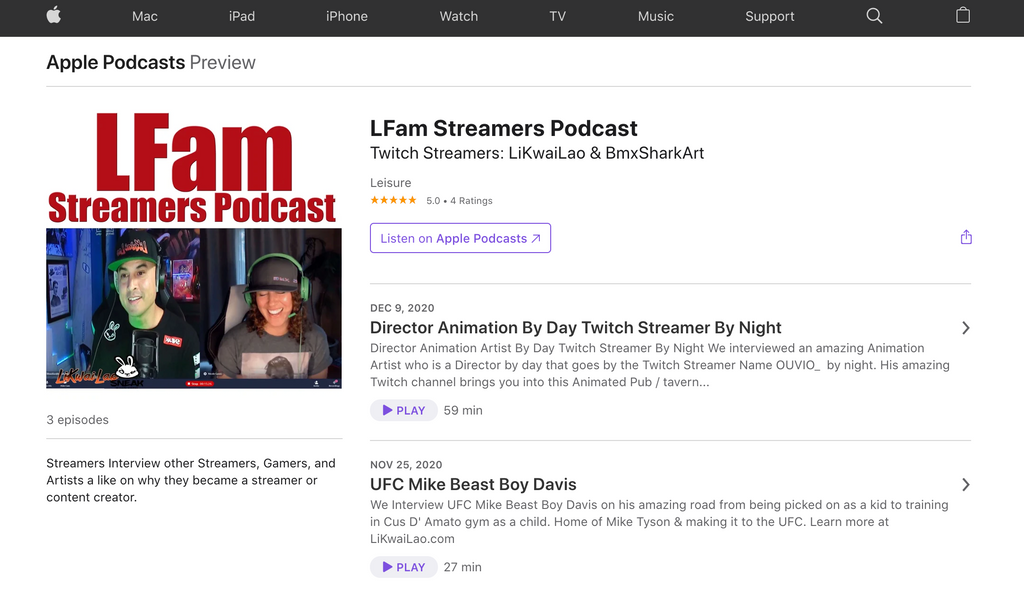 apple iTunes Podcast LFam Streamers Podcast