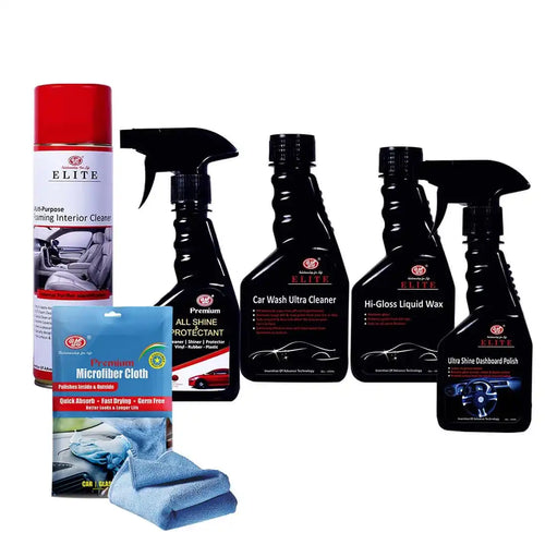 Car Care Kit | Car Shampoo | All Shine | Dashboard Cleaner | Liquid Wax | Car Interior Foaming Cleaner | Free Microfiber Cloth ( All in One )