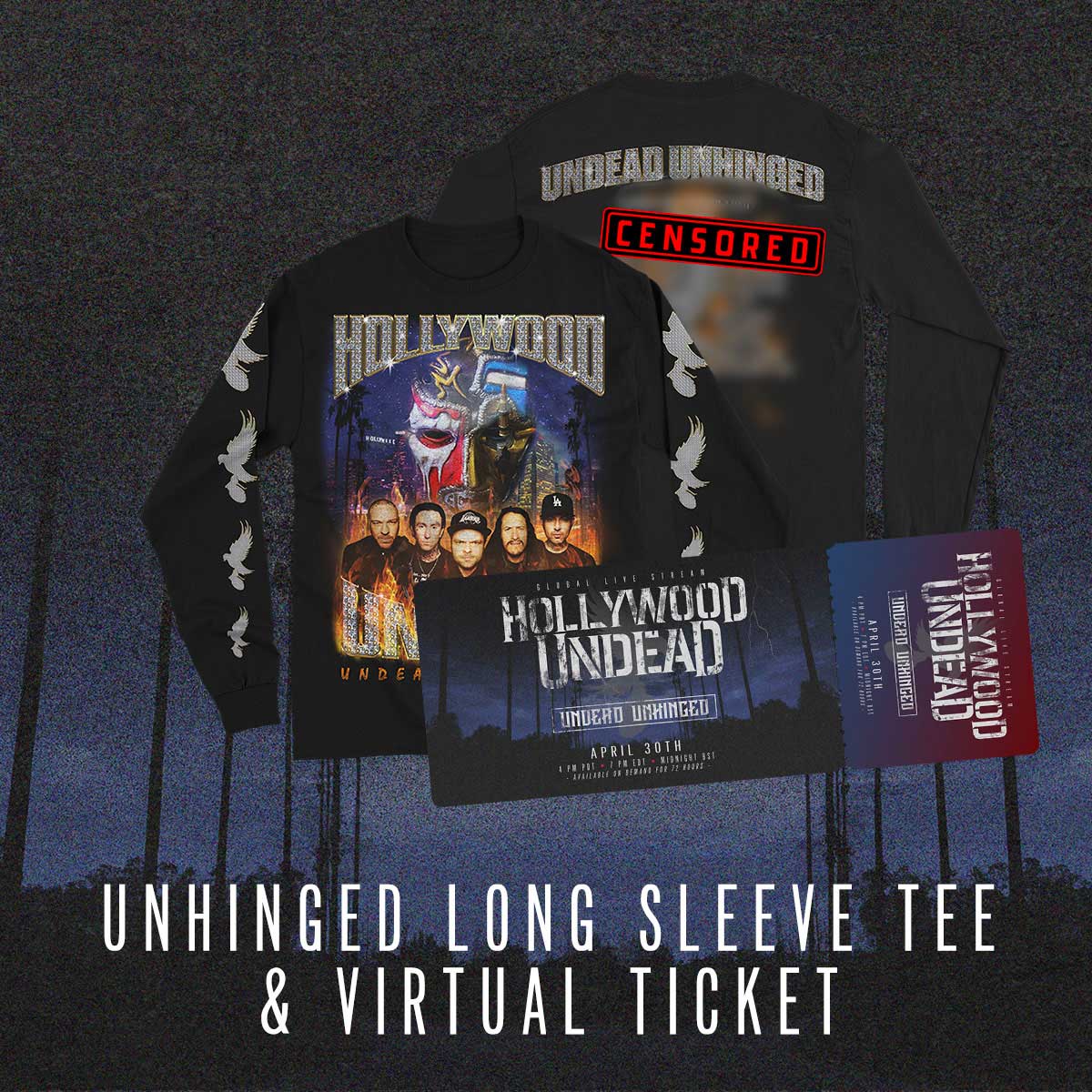 Image of Undead Unhinged Ticket + Bling Long Sleeve Tee