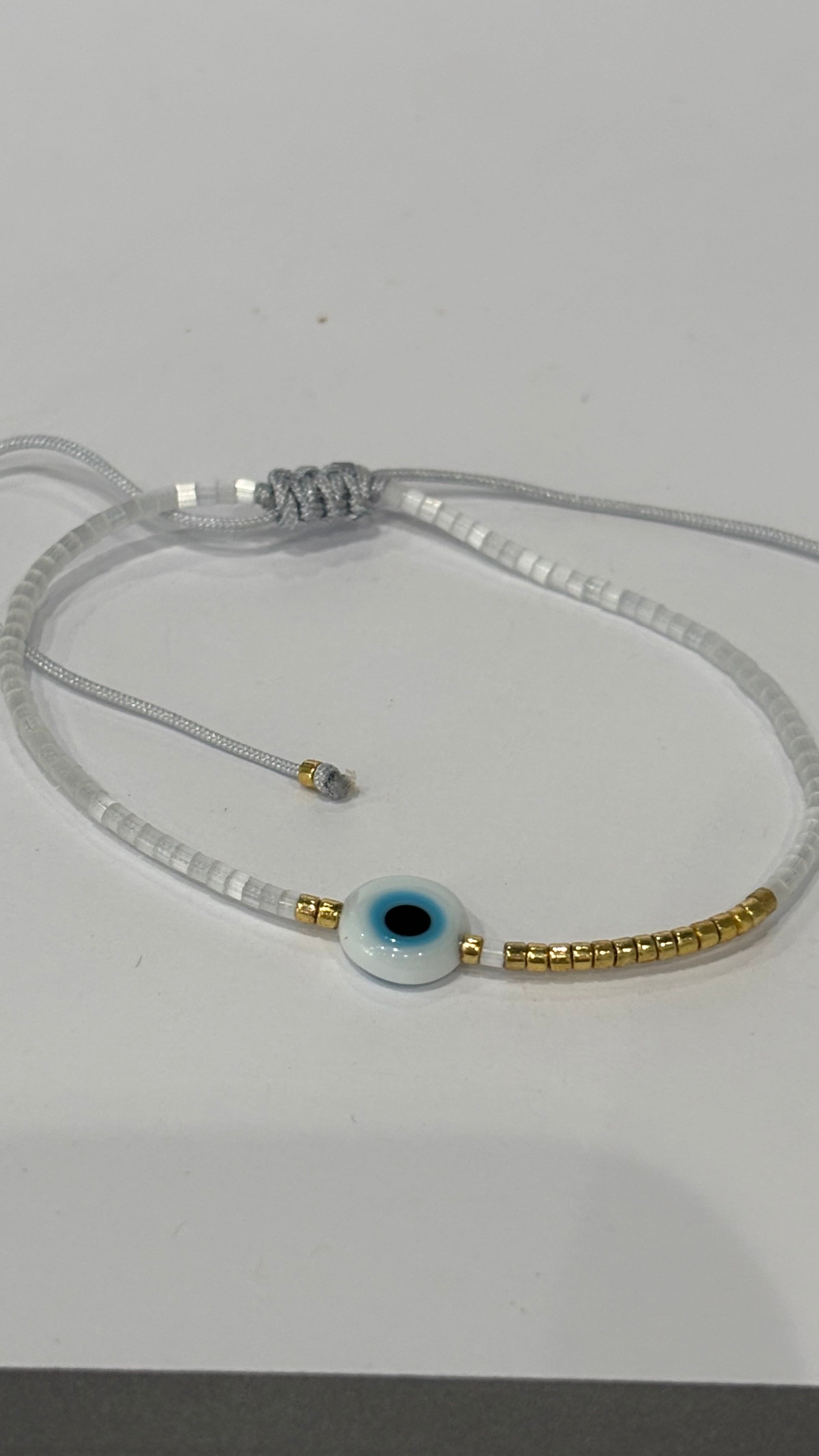 Bracelet Line G10 gray miyuki evil eye