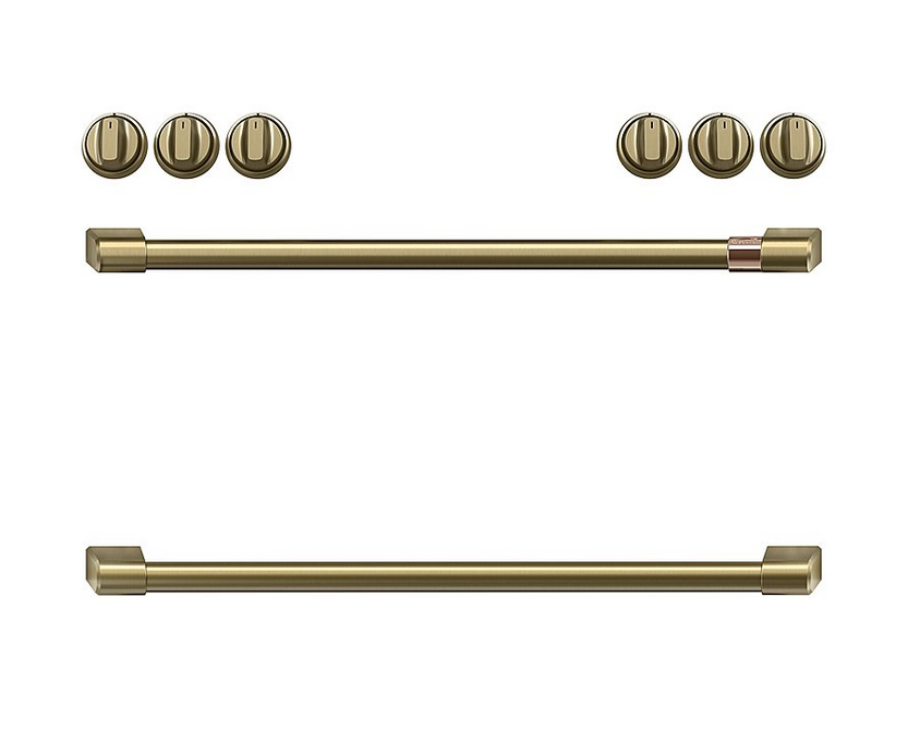Café Handle and Knob Set for Front Control Gas Range - Brushed Brass CXFCGHKPMCG