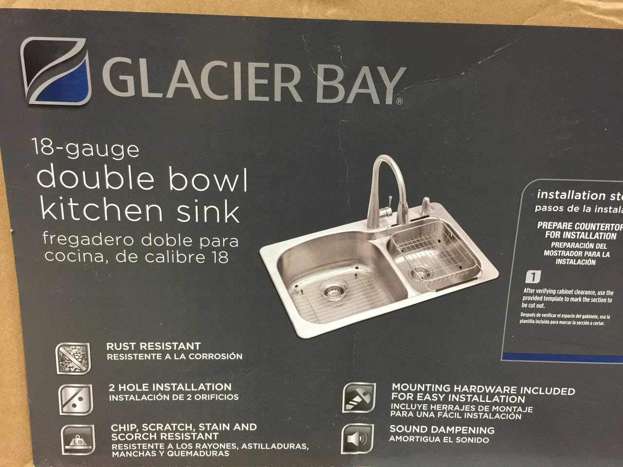 Glacier Bay Vt3322g2 Dual Mount Stainless Steel 33 2 Hole Double Bowl