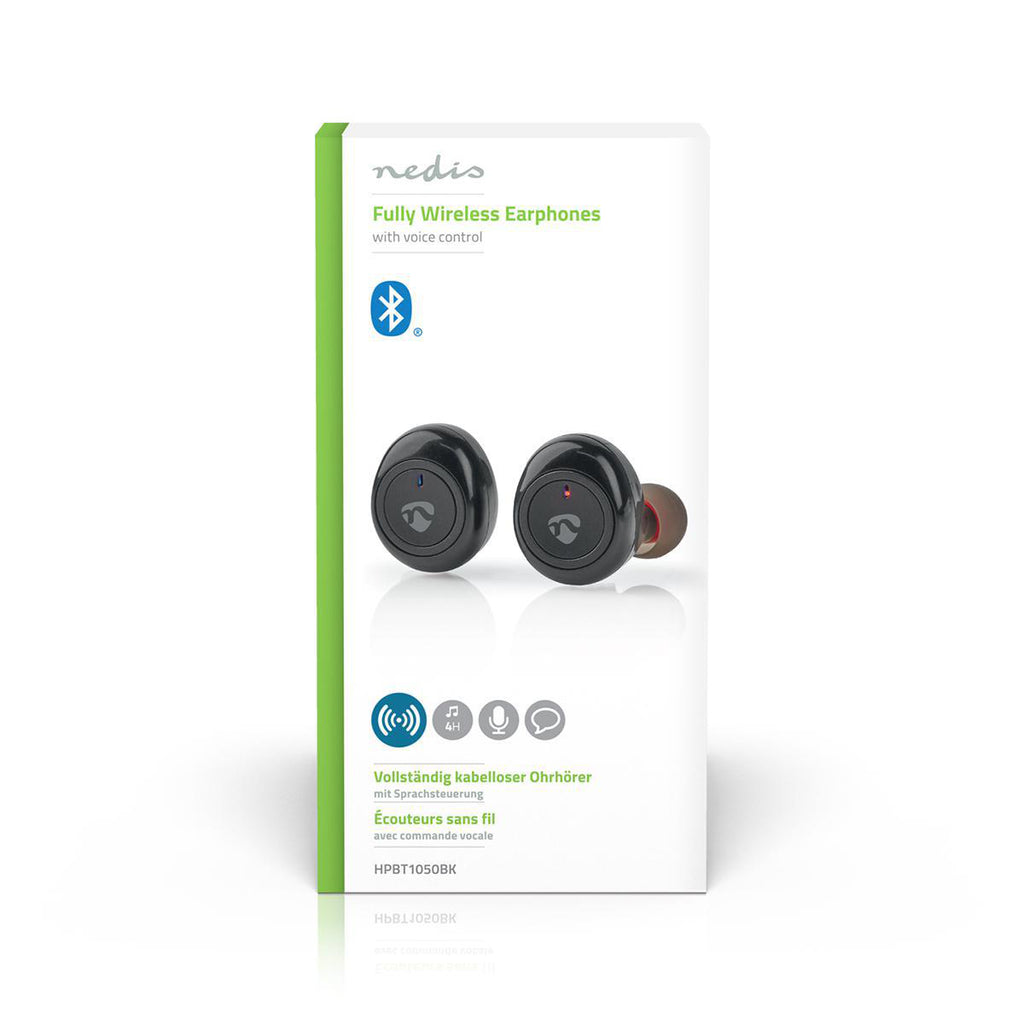 Teljesen vezeték nélküli fülhallgató | Bluetooth® | Nyomás Vezérlés | Töltő tok | Beépített mikrofon | Hangvezérlés támogatás | Fekete