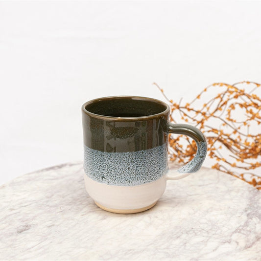 Dripped Blue Stoneware Mug With Handle, Stoneware Coffee Mug, Pottery –  Hands and fire