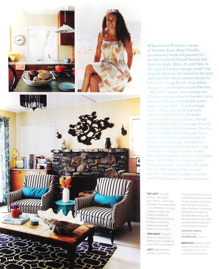 Châtelet Home and Teresa Wiwchar featured in Style at Home in August 2012