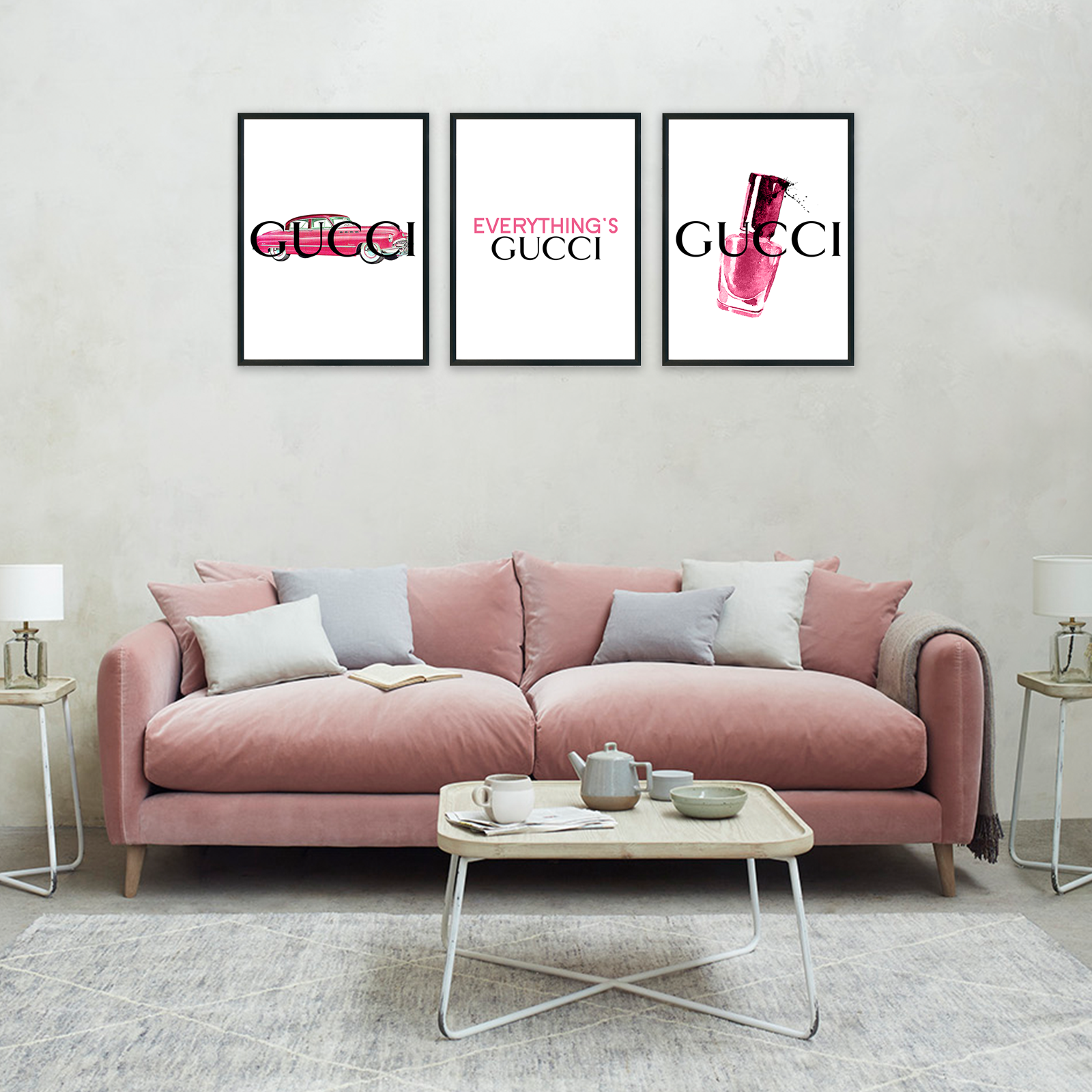 Pink Gucci Wall Art Print Set Of 3 – Styling Walls